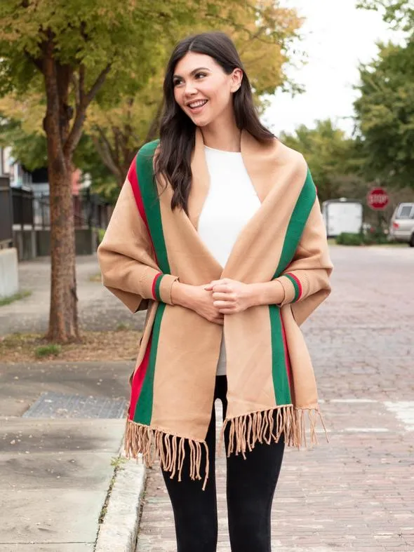 Luxurious Fringe Stripe Shawl
