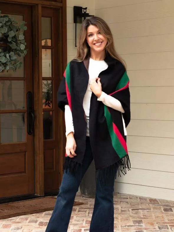 Luxurious Fringe Stripe Shawl