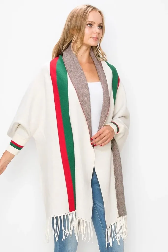 Luxurious Fringe Stripe Shawl