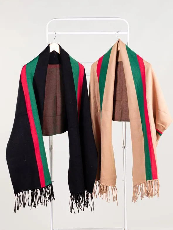 Luxurious Fringe Stripe Shawl