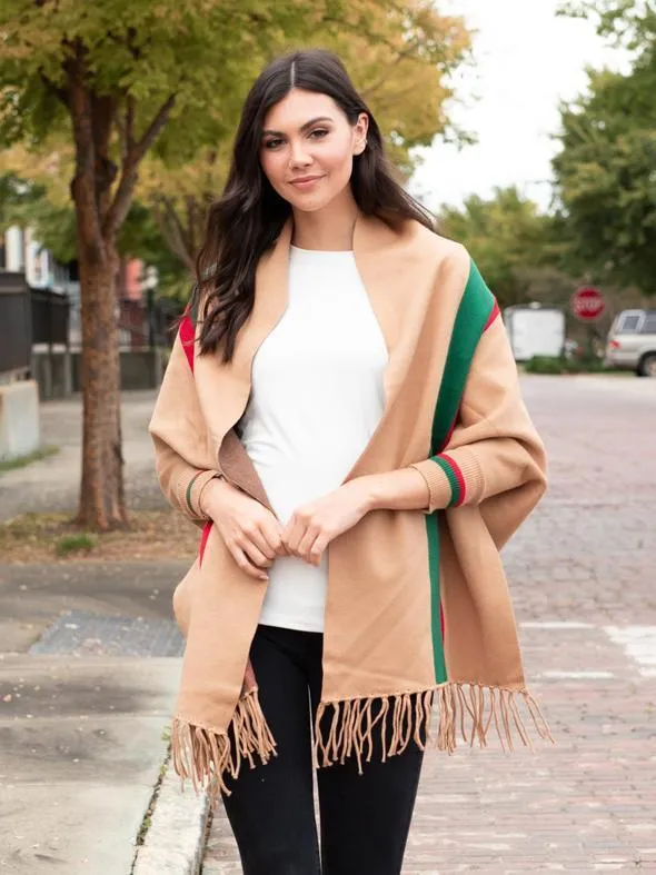Luxurious Fringe Stripe Shawl