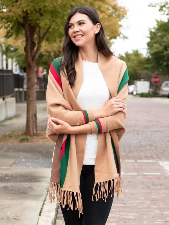 Luxurious Fringe Stripe Shawl
