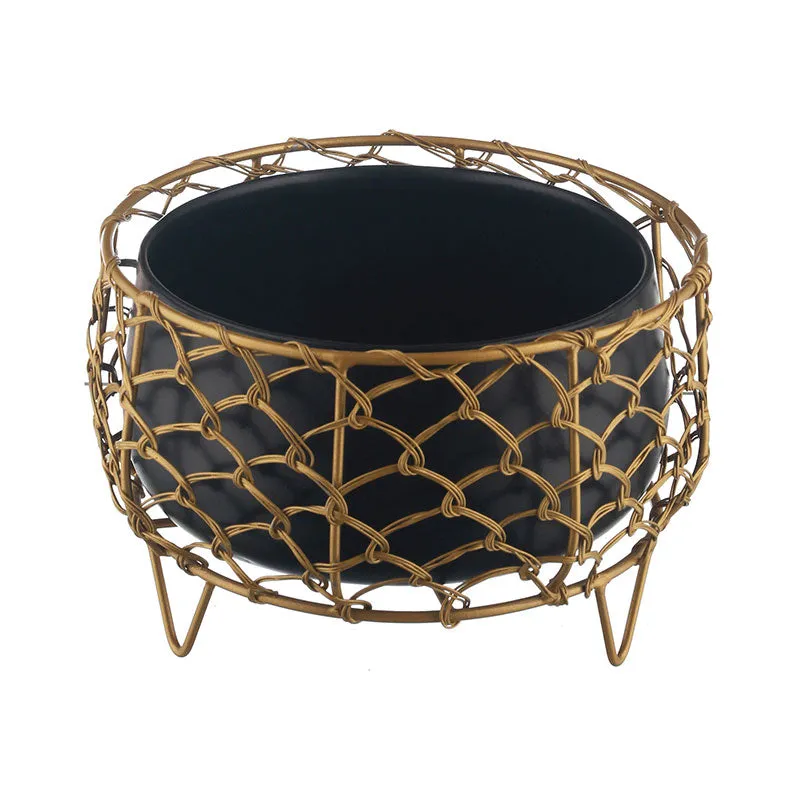 Luxurious Golden Net Black Planter