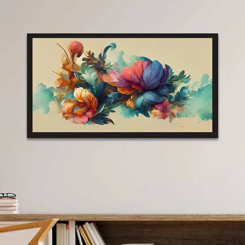 Luxurious Green Purple Flowers Canvas Wall Painting