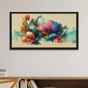 Luxurious Green Purple Flowers Canvas Wall Painting
