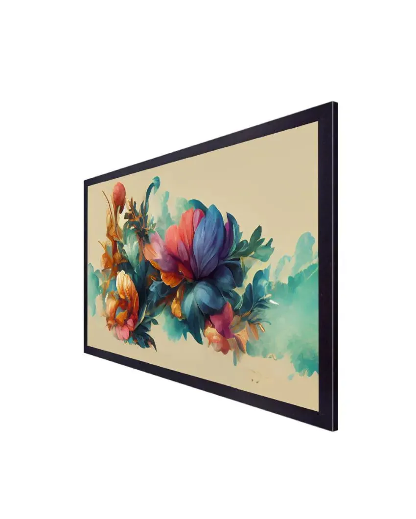 Luxurious Green Purple Flowers Canvas Wall Painting