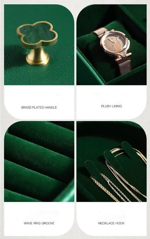 Luxurious Jewellery Box - Leaf Green