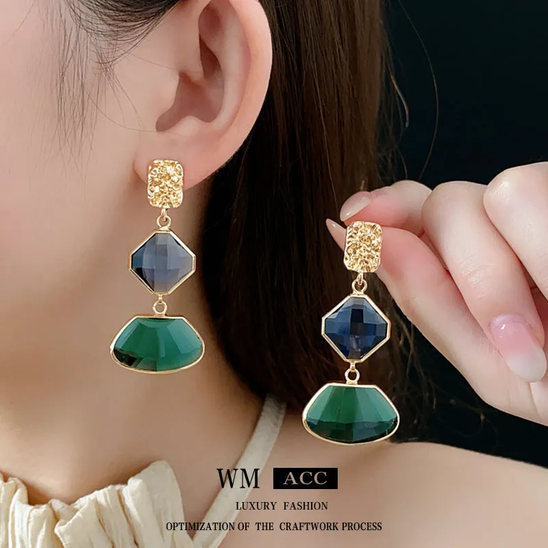 Luxurious Quadrilateral Rhombus Geometric Copper Electroplating Earrings
