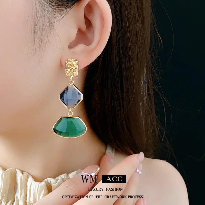 Luxurious Quadrilateral Rhombus Geometric Copper Electroplating Earrings