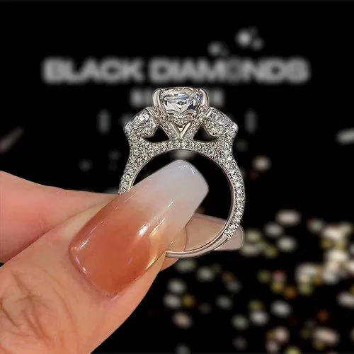 Luxurious Radiant Cut Three Stone Engagement Ring