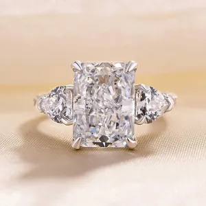 Luxurious Radiant Cut Three Stone Engagement Ring