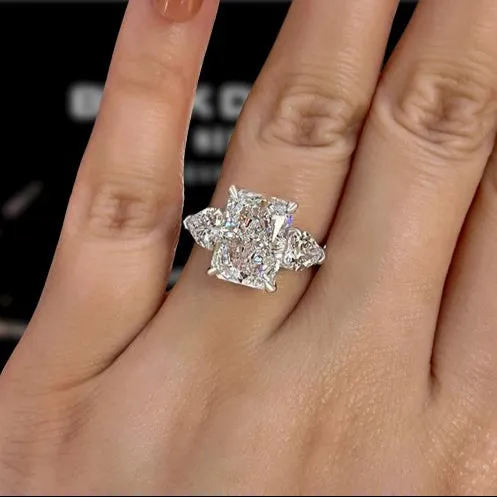 Luxurious Radiant Cut Three Stone Engagement Ring