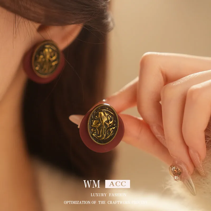 Luxurious Stripe Round Ellipse Geometric Alloy Electroplating Earrings
