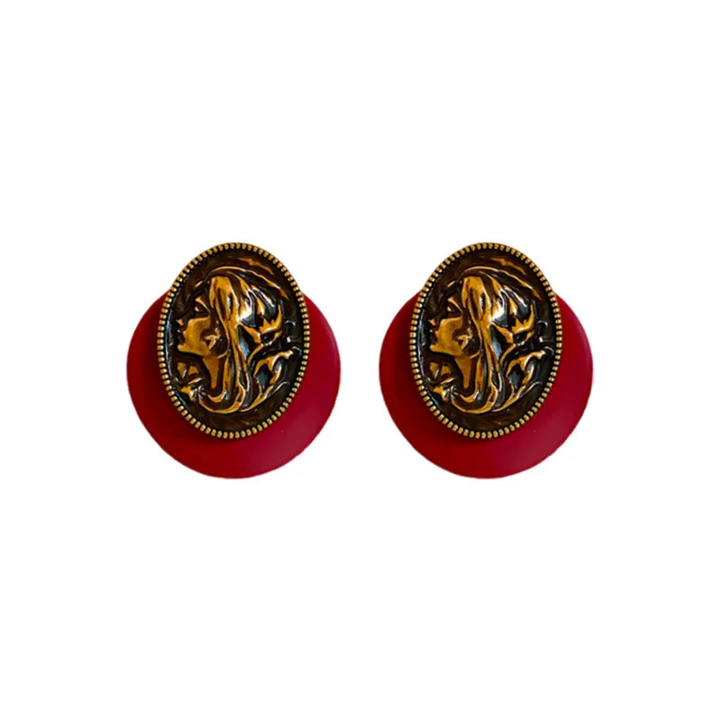 Luxurious Stripe Round Ellipse Geometric Alloy Electroplating Earrings