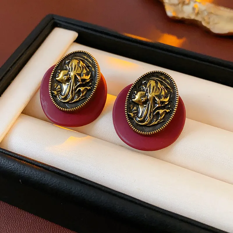 Luxurious Stripe Round Ellipse Geometric Alloy Electroplating Earrings
