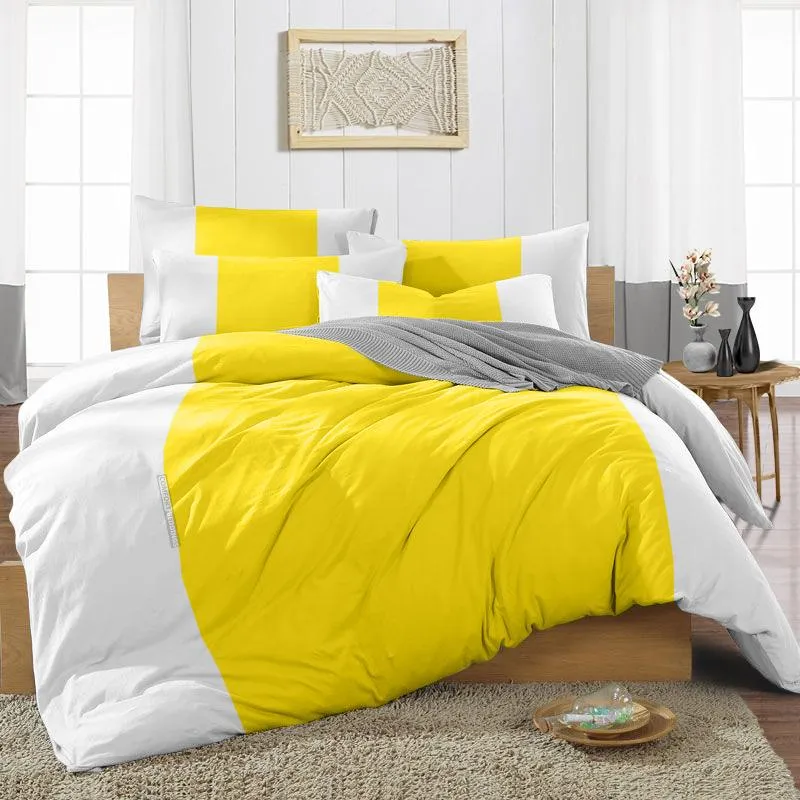 Luxurious Yellow contrast Colour Bar Duvet Cover
