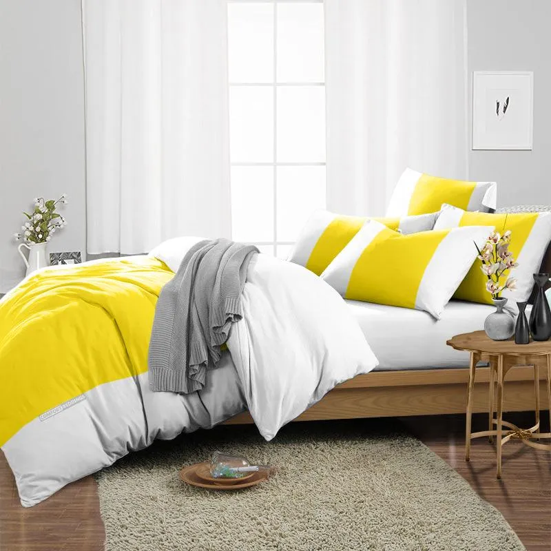Luxurious Yellow contrast Colour Bar Duvet Cover