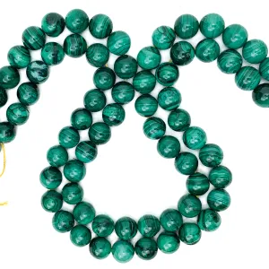 Malachite 10mm Smooth Rounds Bead Strand