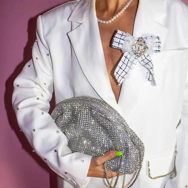 Mariah Silver | Rhinestone Pouch Clutch