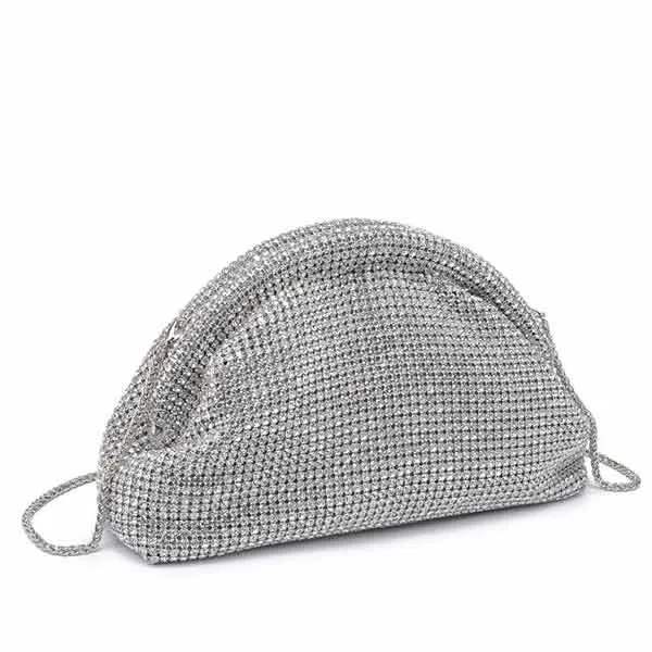 Mariah Silver | Rhinestone Pouch Clutch