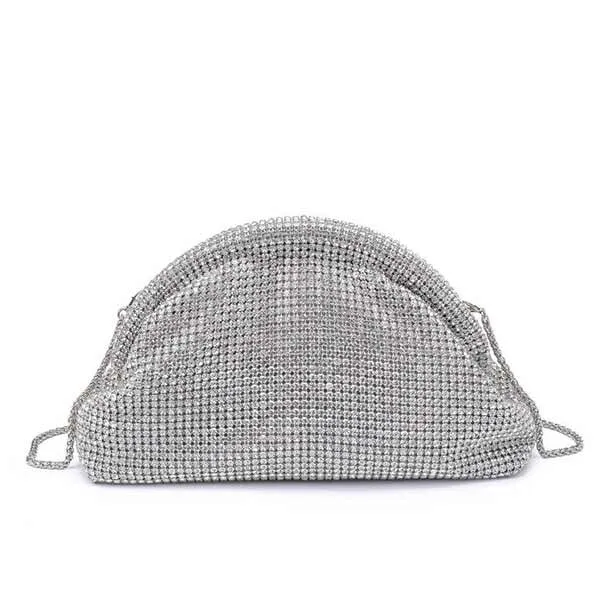 Mariah Silver | Rhinestone Pouch Clutch