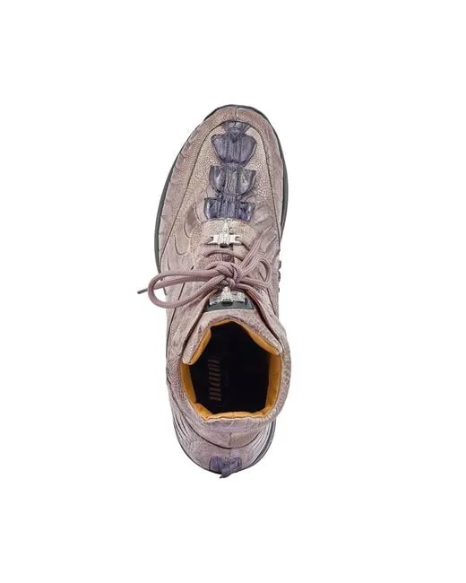 Mauri 8405 Ostrich Leg/ Hornback Tail Hand Painted Lite Grey/ Wonder Blue