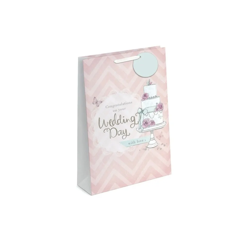 Medium Wedding Cake Gift Bag - 18cm x 23cm Celebration Party Present Elegant Decorative
