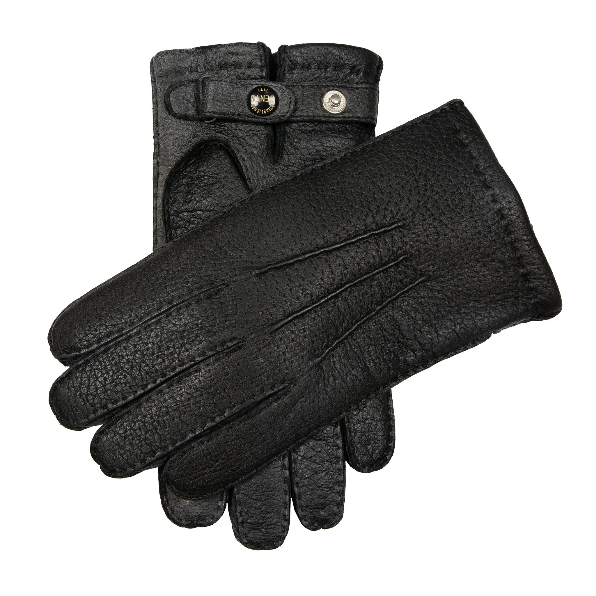 Men’s Heritage Handsewn Three-Point Fur-Lined Peccary Leather Gloves