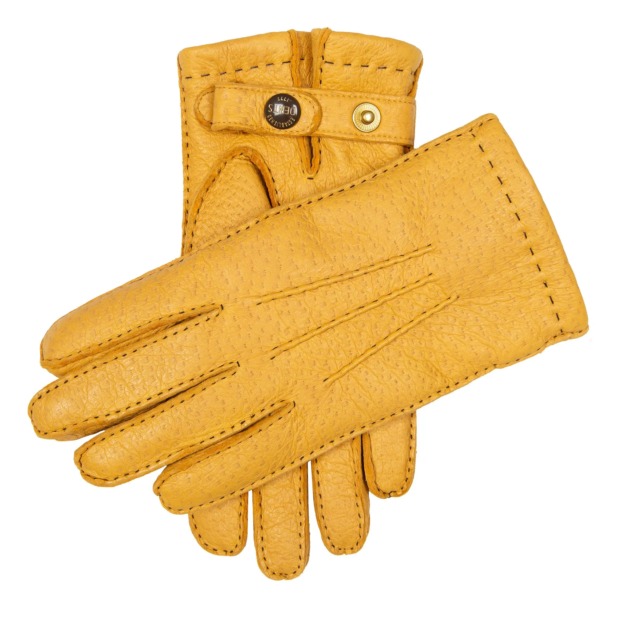 Men’s Heritage Handsewn Three-Point Fur-Lined Peccary Leather Gloves