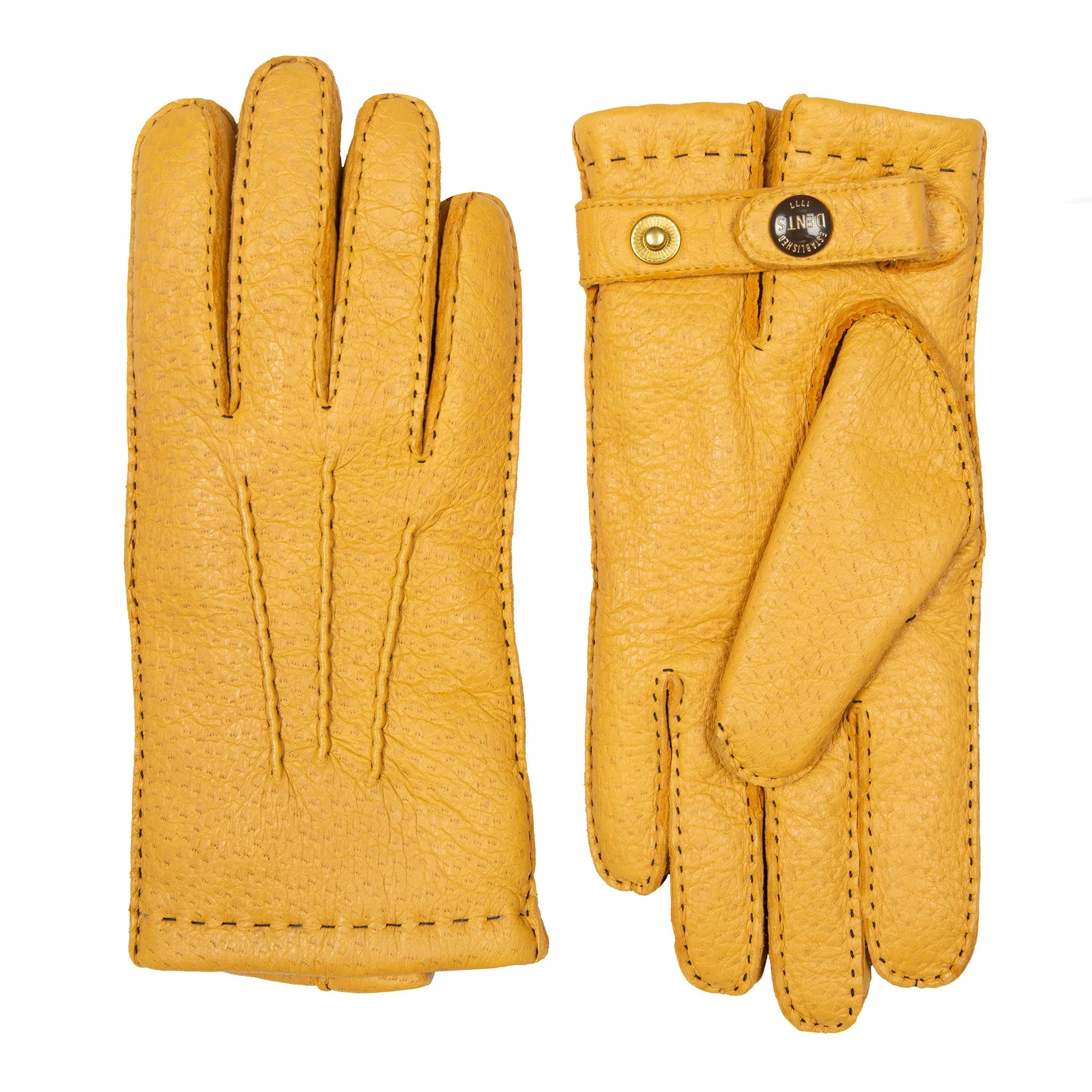 Men’s Heritage Handsewn Three-Point Fur-Lined Peccary Leather Gloves