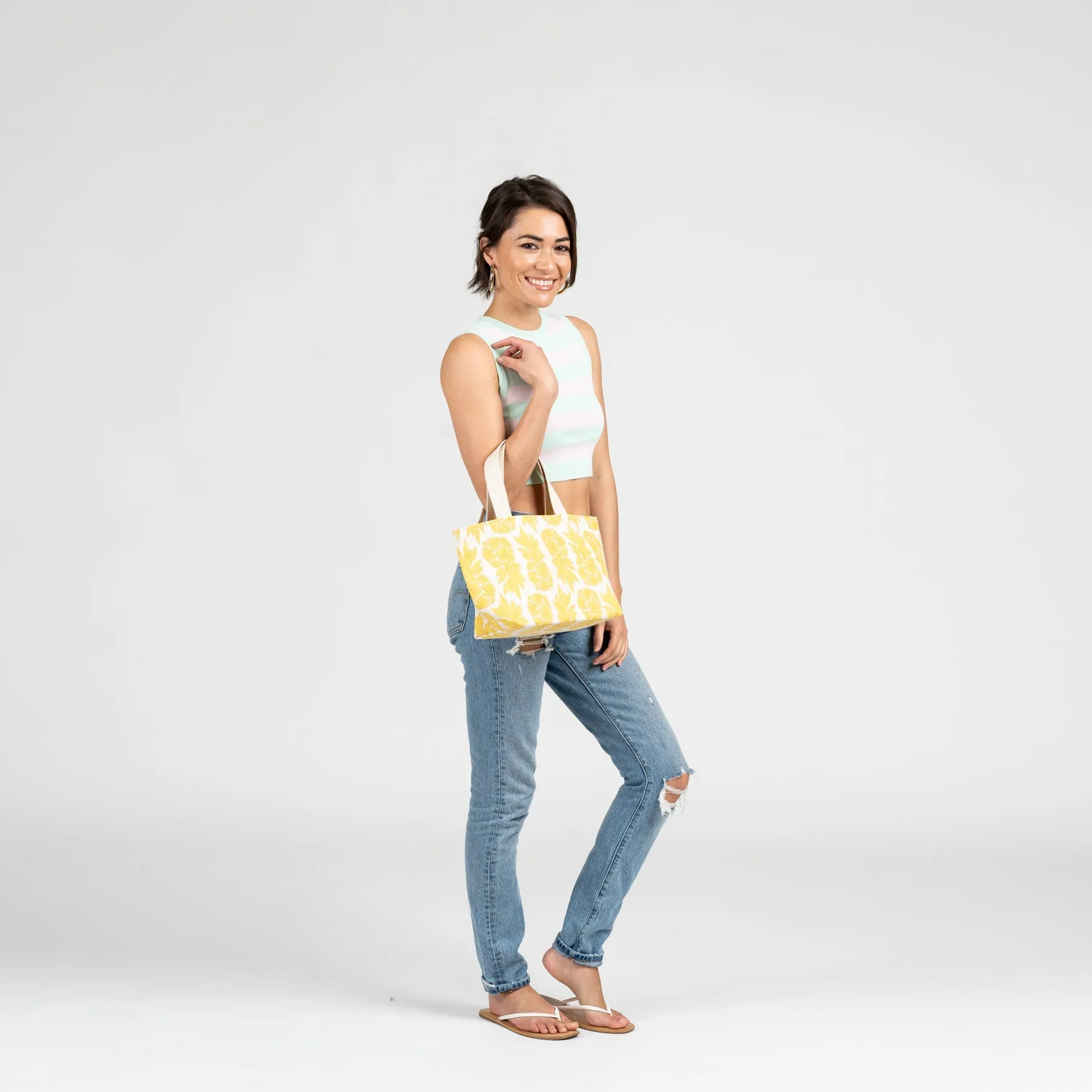 Mini Beach Bag Tote • Naupaka • Mauve Gray over Purple