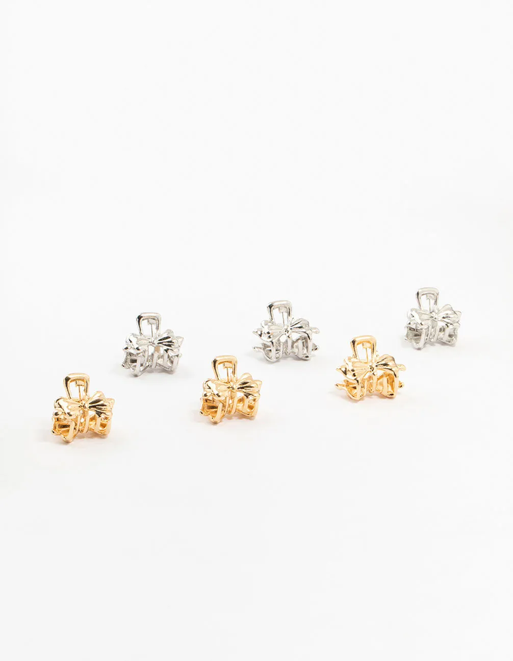 Mixed Metals Mini Bow Clips