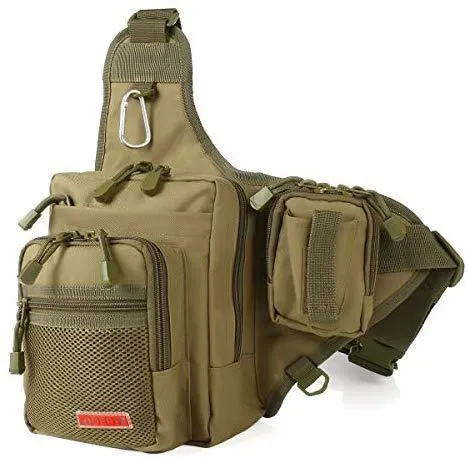 NOEBY Sports Shoulder Bag Portable Tackle Storage Hunter Fishing Hiking Hunting Camping Cycling Mountaineering Tackle Backpack Cross Body Messenger Sling Bags