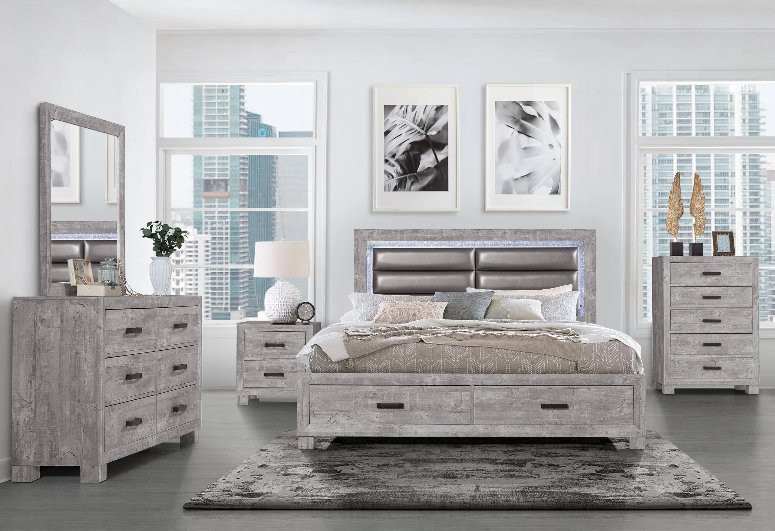 Nolan Grey King Bed Group - Bed Ensemble