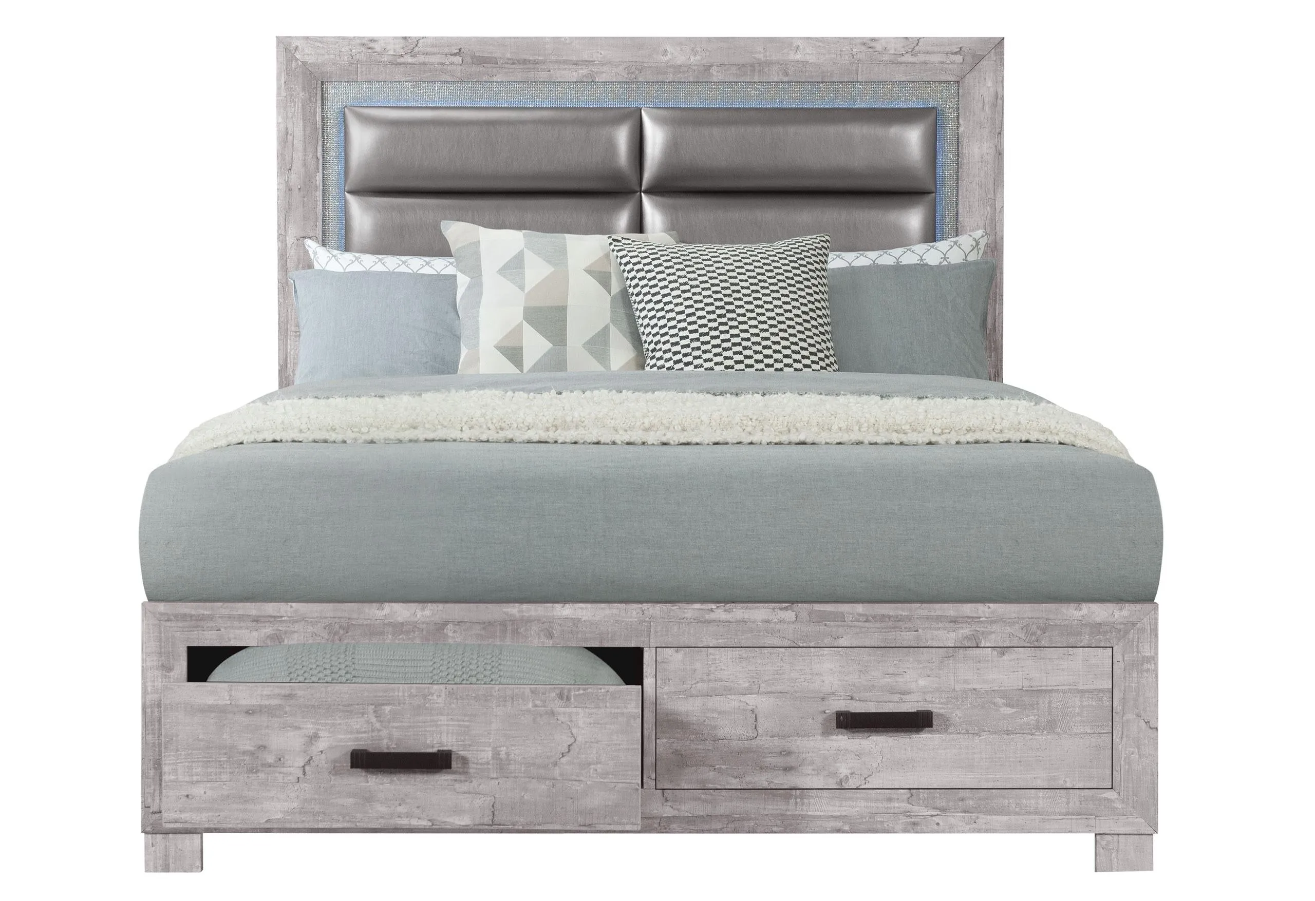 Nolan Grey Queen Bed - Elegant Queen Frame