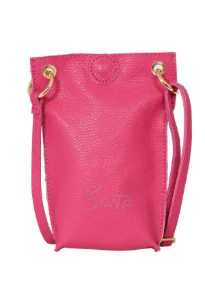 Nova - Italian Leather Phone Pouch - Raspberry, Pebbled