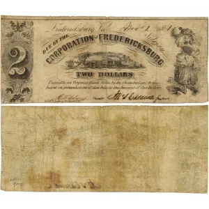 November 1 1861 Corporation of Fredericksburg $2 Jones TF05-17 - Very Good 