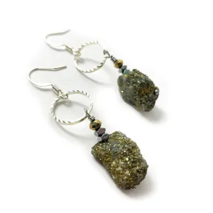 Of The Earth Earrings: Pyrite Nugs #3216