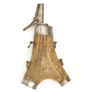 Original 17th Century Germanic Region Stag Horn Powder Flask