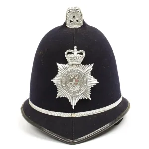 Original British Police Bobby Comb Top Pattern Helmet of Derbyshire County