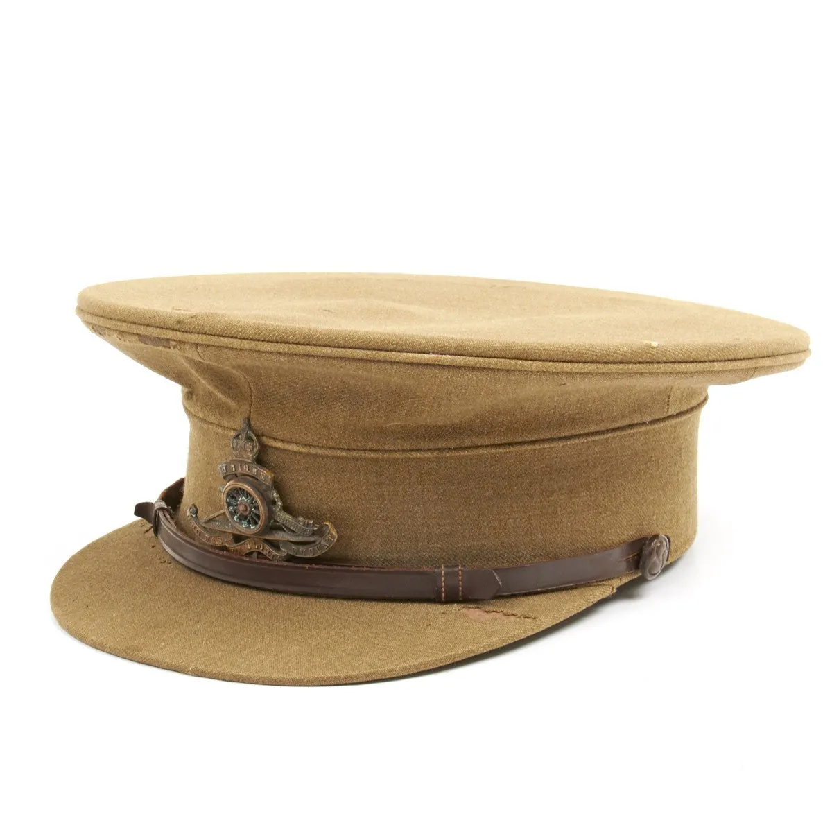 Original British WWI Royal Artillery Officer Visor Hat by Hawkes and Company