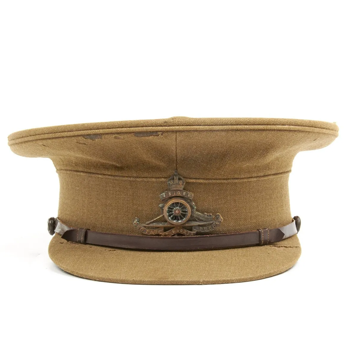 Original British WWI Royal Artillery Officer Visor Hat by Hawkes and Company