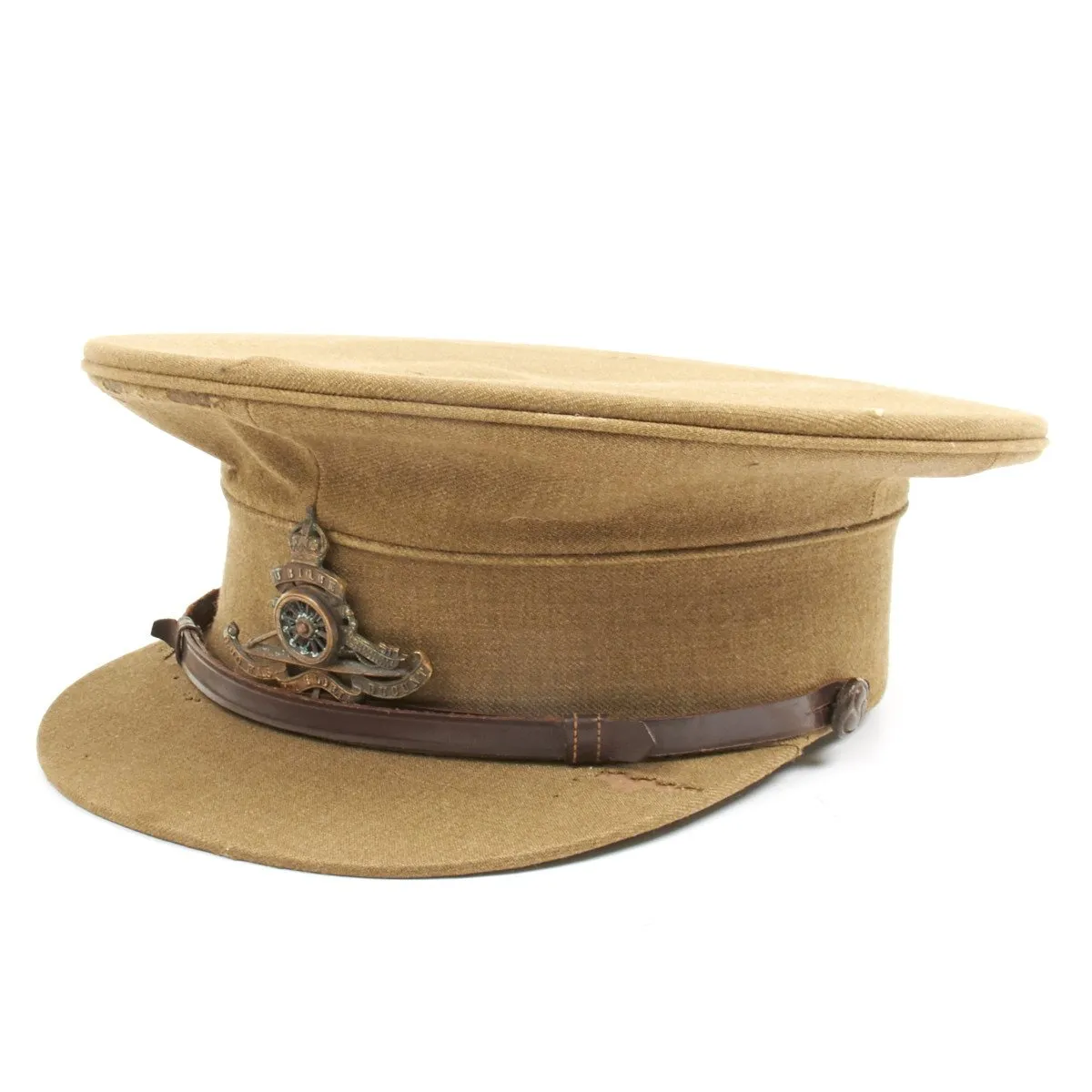 Original British WWI Royal Artillery Officer Visor Hat by Hawkes and Company