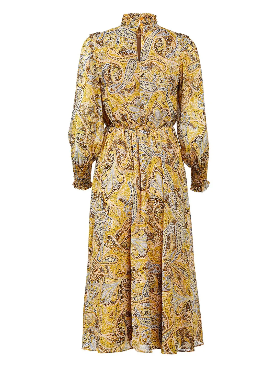 Paisley Mock Neck Maxi Dress in Bright Daffodil