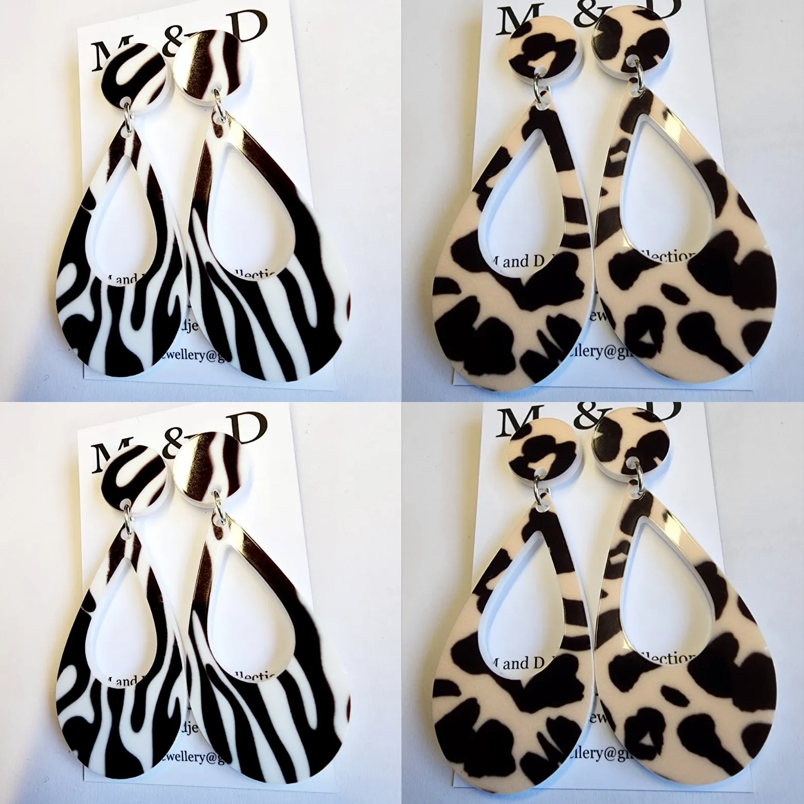 Patterned Animal Teardrop Stud Dangles earrings