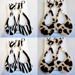 Patterned Animal Teardrop Stud Dangles earrings