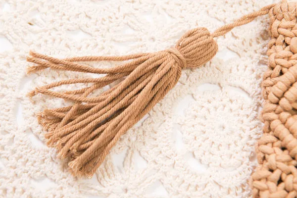 Paziye Boho Tassel Woven Straw Clutch Bag