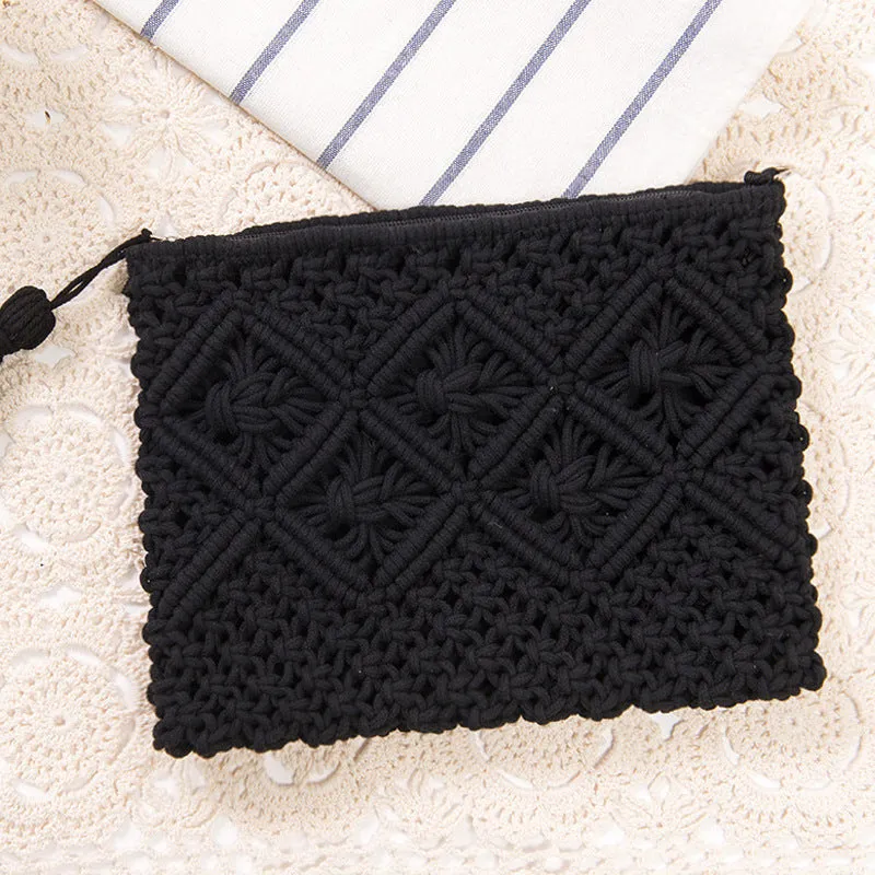 Paziye Boho Tassel Woven Straw Clutch Bag