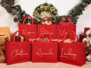 Personalized Christmas Gift Bags, Red Gift Bags,Xmas Gift Bags, Christmas Party Bags,Christmas Sacks,Custom Christmas Gift Bag,Christmas Eve