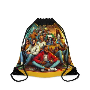 'Playing Video Games with Friends' Drawstring Bag